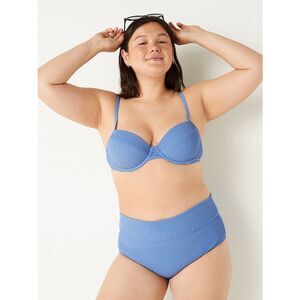 PINK VICTORIA’S SECRET Women’s Blue Crinkle High-Waist Shortie Bikini Bottom Siz